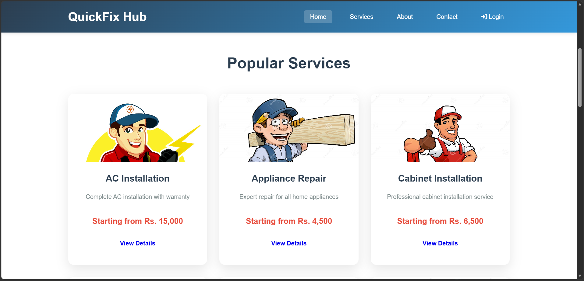 QuickFix Hub — Home Services Booking Platform screenshot 2