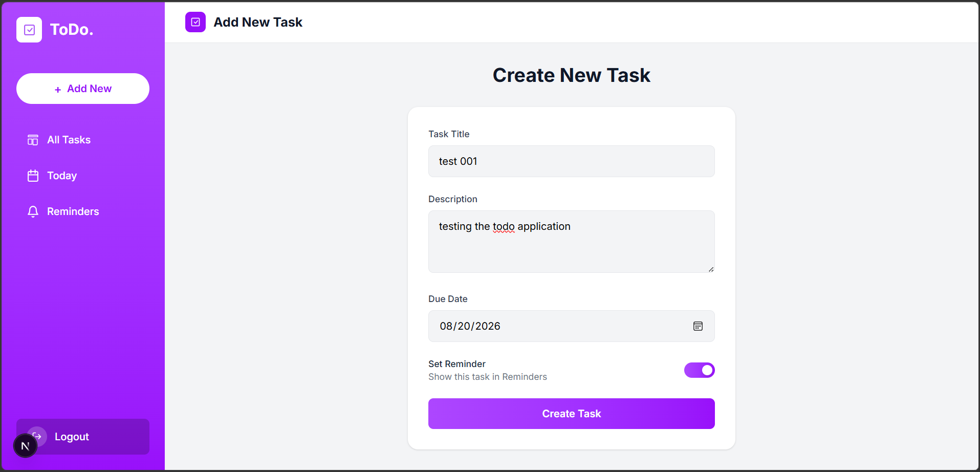 ToDo Web Application screenshot 3