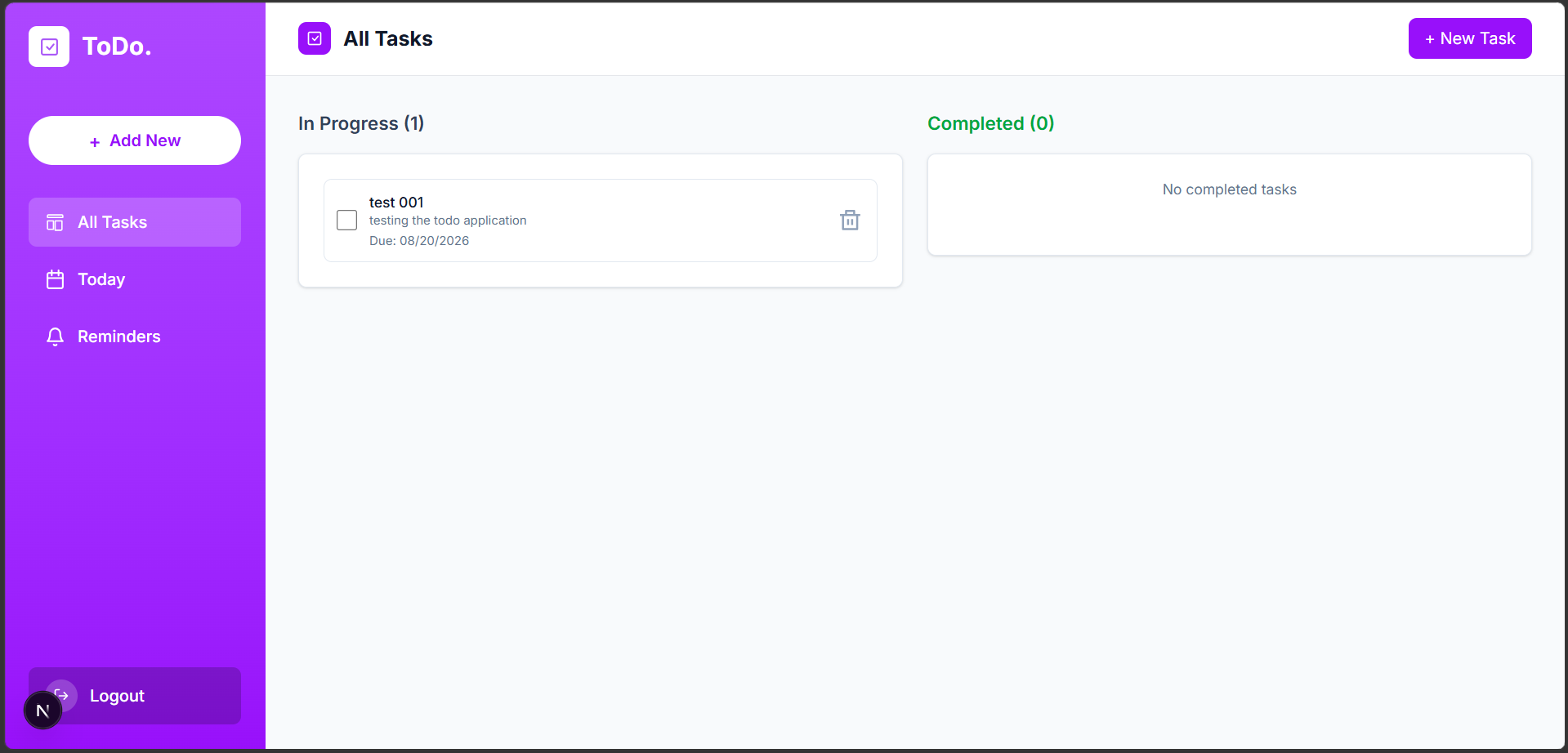 ToDo Web Application screenshot 4