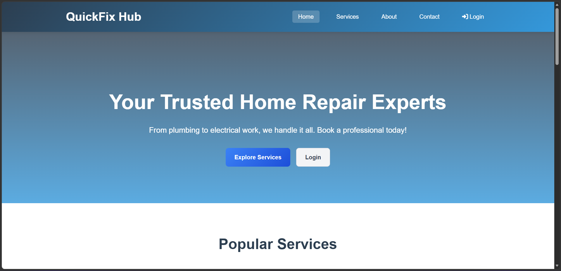 QuickFix Hub — Home Services Booking Platform screenshot